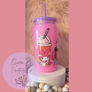 Kawaii 16 oz Kitty Cup, Pink Ombre cup, Cute Kitty Glass Cup, 16oz Glass Cup, Pink Kitty Glass Cup, Gifts For Her