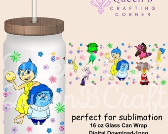 Inside out friends Tumbler, 16oz Glass Wrap, 16oz Glass Can Png, Inside out PNG, Inside out Sublimation PNG
