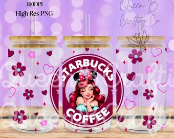 Princess 16 oz Libbey Glass Can Tumbler Sublimation Design, Design Digital Download PNG, Princess PNG, Magical