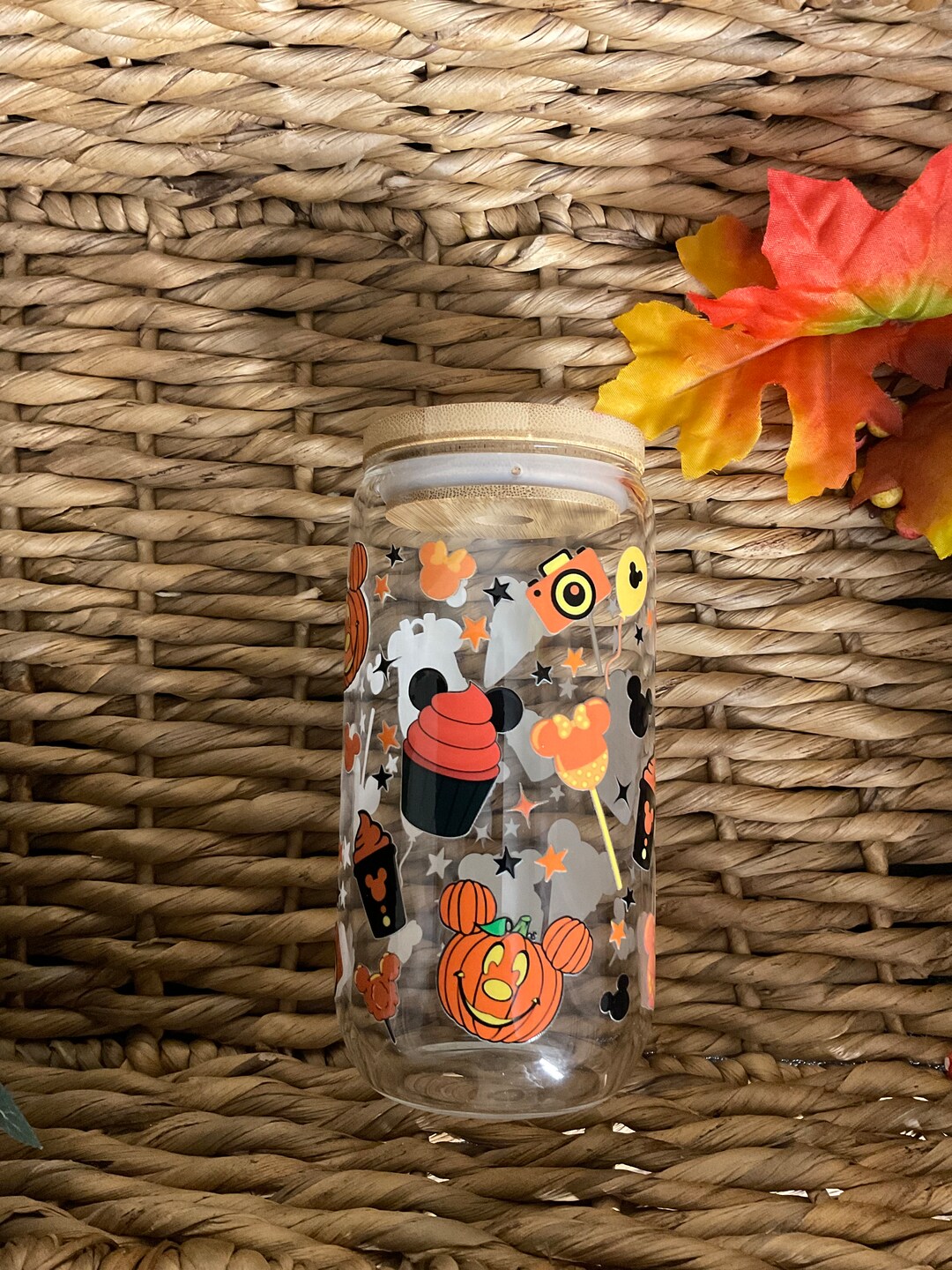 Halloween Snack Pack, Halloween Glass Cup, 16oz Glass Cup, Spooky