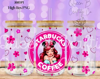 Princess 16 oz Libbey Glass Can Tumbler Sublimation Design, Design Digital Download PNG, Princess PNG, Magical