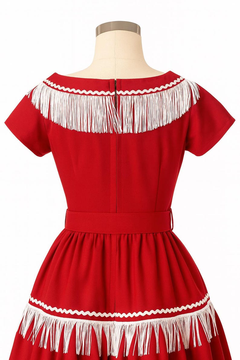 ヴィンテージ風 1940年代 ウエスタン フリンジドレス | レトロカントリー風 | ハンドメイドカスタムフィット | ウエスタンフェスティバルウェア | スタイル THW-CSP 画像 4