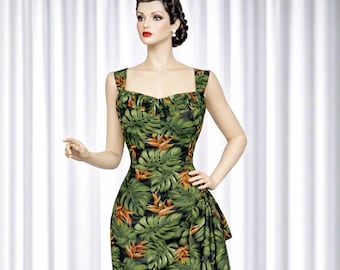 Hawaiian Sarong Dress 1950s Cotton Tiki Sundress | Style TH-158TS