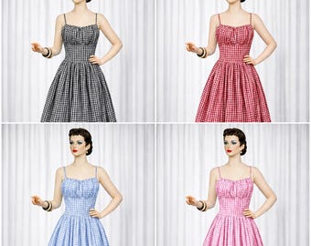 Gingham Marilyn Dress  - Style# TH-109