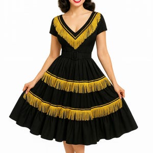 Vintage-Inspired 1940s Western Fringed Dress | Retro Country Outfit | Handmade Custom Fit | Western Festival Wear | Style THW-CSP image 7