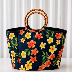 Sac fourre-tout - Anses en bambou - Code tissu : THF-005