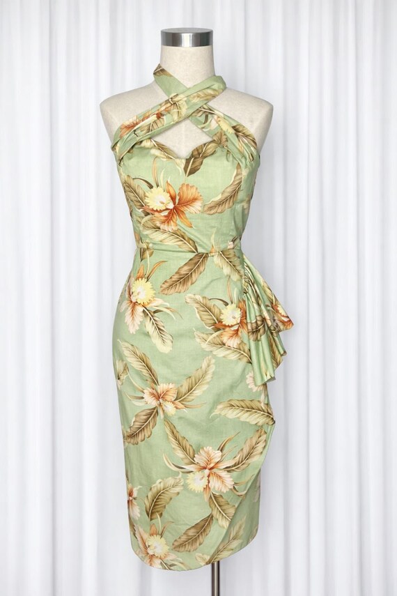 slim fit dress slacks Black Rose Sweet Heart Halter Sleeveless 1950s Vintage Dress, Black / M main image 1