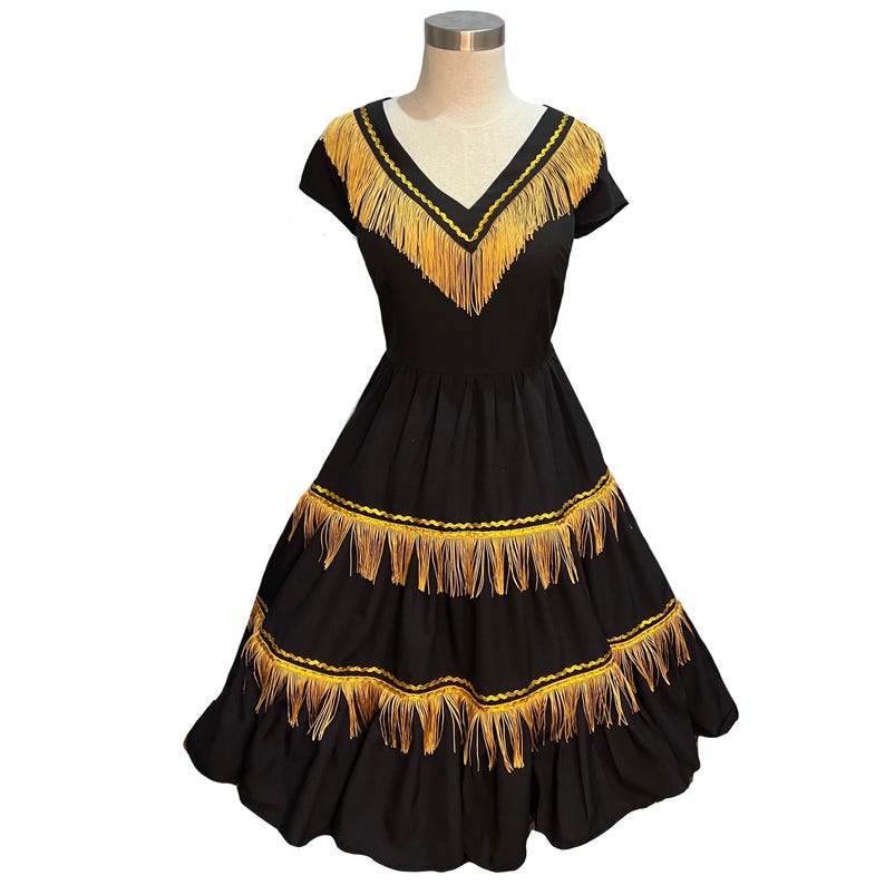 Vintage-Inspired 1940s Western Fringed Dress | Retro Country Outfit | Handmade Custom Fit | Western Festival Wear | Style THW-CSP image 2