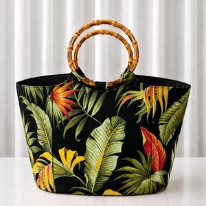 Sac fourre-tout - Anses en bambou - Code tissu : THF-009