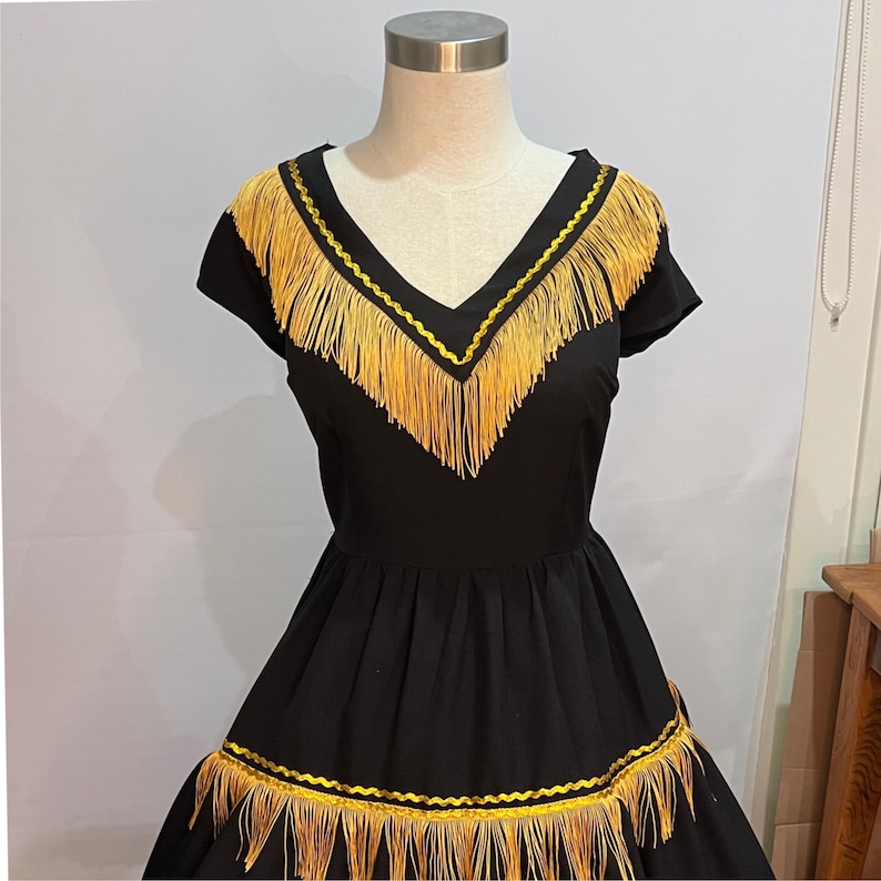 Vintage-Inspired 1940s Western Fringed Dress | Retro Country Outfit | Handmade Custom Fit | Western Festival Wear | Style THW-CSP image 5