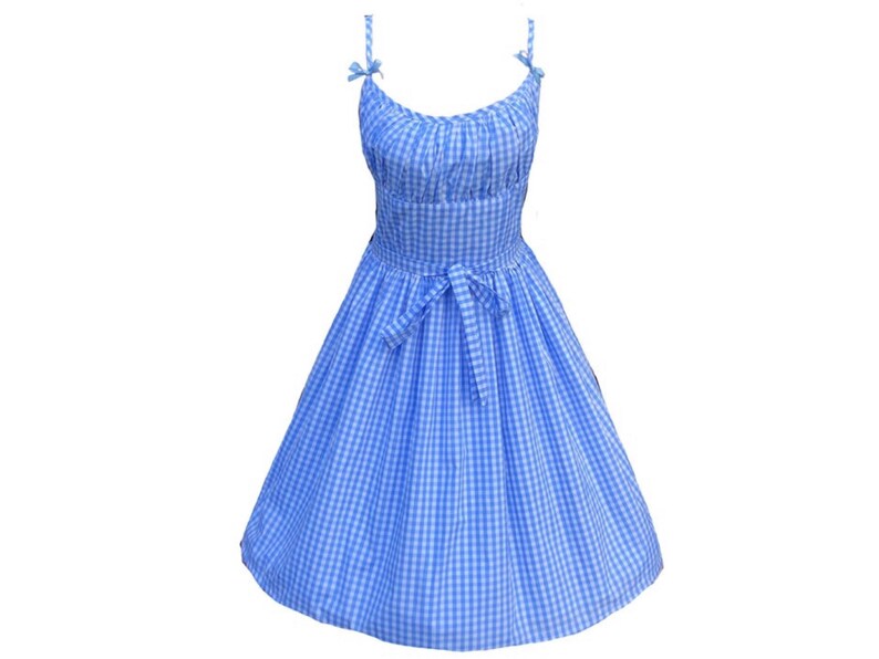 Marilyn Dress - Baby Blue Gingham 1950s Style TH-109 