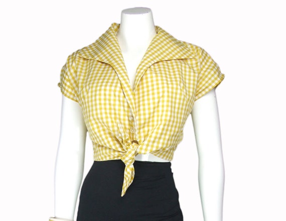 yellow gingham top