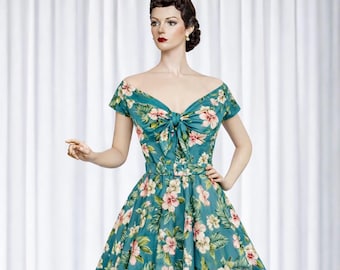 1950s Circle Skirt Dress | Vintage Inspired Handmade Cotton Womens Retro Dress | Style TH-105