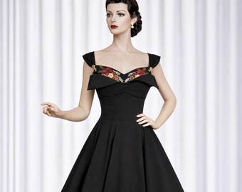 1950s Full Skirt Formal Gown | Vintage Inspired Embroidered Handmade Womens Dress | Style TH-214FB