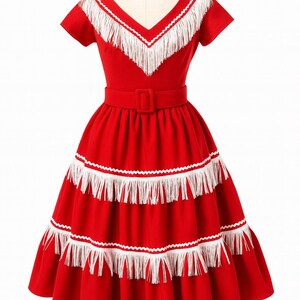 ヴィンテージ風 1940年代 ウエスタン フリンジドレス | レトロカントリー風 | ハンドメイドカスタムフィット | ウエスタンフェスティバルウェア | スタイル THW-CSP 画像 2