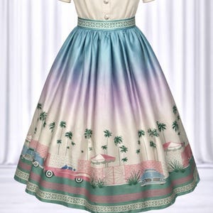 Palm Springs Vacation gathered Border Print Skirt