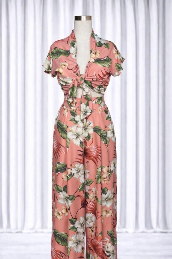 1940's Style Wide Leg, High Waisted Pants & Tie Top. Style # TH-PTS001 -  Etsy