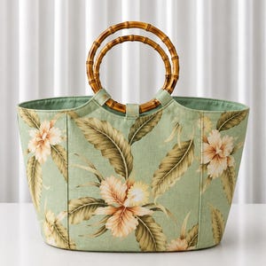 Sac fourre-tout - Anses en bambou - Code tissu : THF-028