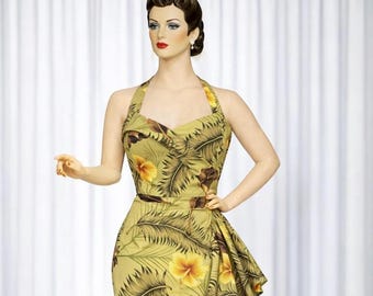 Hawaiian Sarong Dress: Alfred Shaheen Inspired Tropical Tiki Style. Style TH-116