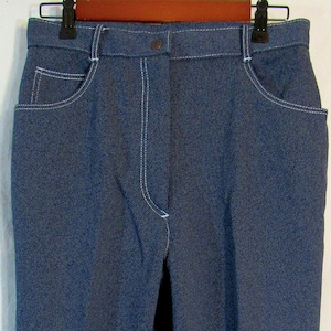 わあ、また新品NOS 1970年代ビンテージ Sears レディース ハイウエスト フェイクブルー デニム ストレート レッグ ジーンズ、サイズ 29 x 31 インチ (2 枚中 1 枚目)、未使用品です!