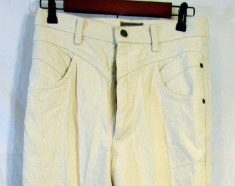 Vintage 1990s never worn Roper Women's Western Pants Size 9 (29 x 37) White/Cream "corduroy look" weave denim (yes!) very unusual!