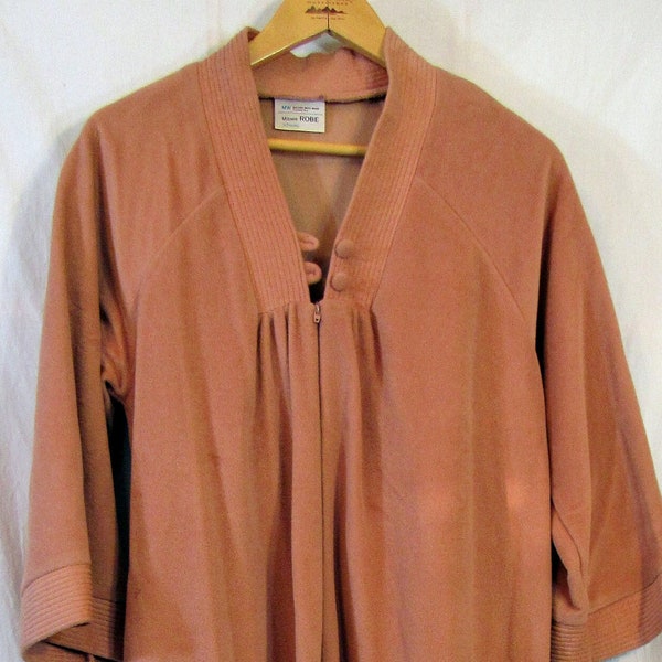 Vintage Never worn! Mint, 1980's, made in USA JCPenney Misses Robe Zipped & Button Front Pink Velour Size 20" P2P pristine condition!