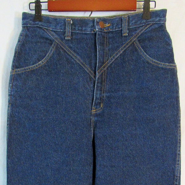 80s or 90s Vintage Unknown Maker Women's High Waist Western Style Blue Denim Jeans, Size: 29" x 30", Made in USA