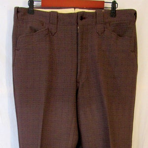 Vintage Late 1930s - Mid 1940s Pendleton Men's Western Heavy Wool Pants Size 36 x 31.5 Pre Woolmark Windowpane Plaid Brown Talon Zipper