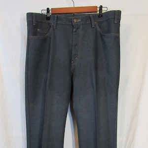 Vintage 1970s Levi&#39;s Orange Label Polyester Dark Blue Faux Denim Slacks Men&#39;s 38 X 34 very near mint condition!