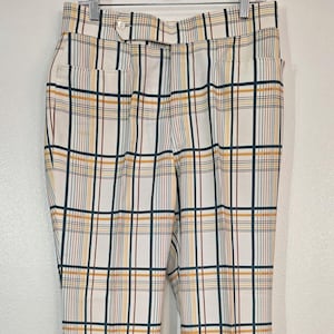 70s Euro vintage ウールスラックス チェック サイドベルト 70s Euro vintage ウールスラックス チェック サイドベルト