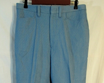Vintage 1970s Deadstock! Day's Sportswear Men's diamond grid weave Textured Leisure Suit Pants Size 33 x 28 Light Blue Talon Zipper