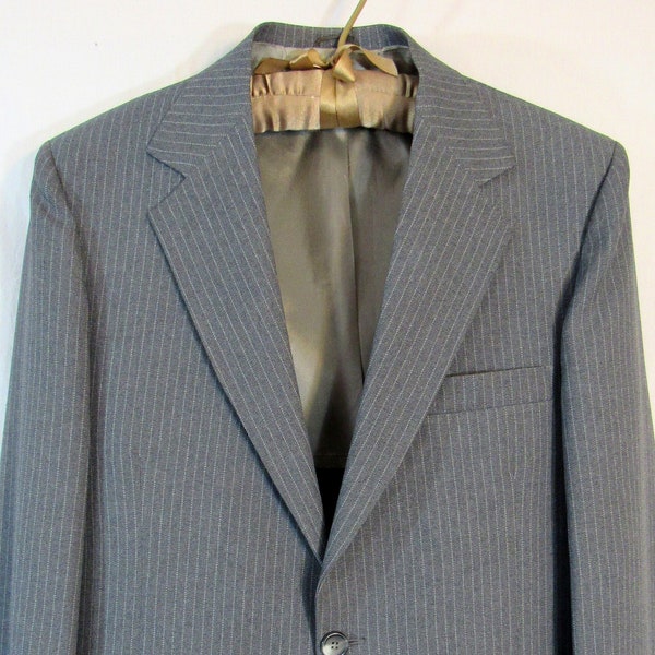 60s or 70s Vintage JCPenney Penney's Men's 3 Piece Pinstripe Suit, Size: Jacket 21" P2P, Vest 20" P2P, Pants 33" x 29.75", Union Made in USA