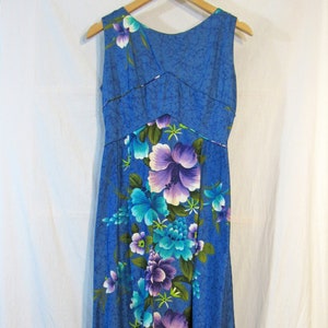 Vintage JCPenney Hawaii 1960s His & Hers Hawaii Dress and Shirt Set Dress Size 18&quot; P2P Shirt Size 23&quot; P2P Blue w/ Floral Print MINT Brady!