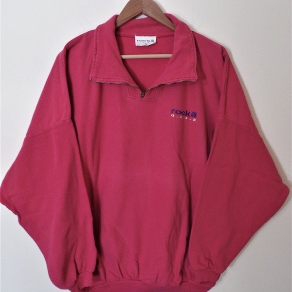 1990s Vintage Rocke Gear Heavy Oversize Pink Cotton Pique Long Sleeve Polo shirt Men's L Chest 60" Made in Montana, USA