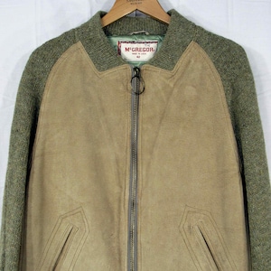ジャケット・アウター McGREGOR SUEDE LEATHER PANEL KNIT JACKET Vintage McGregor Suede Jacket Sherpa Lining 1950s~Awesome