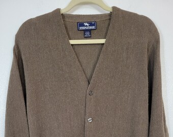 Vintage 1980s Steeplechase brown acrylic golf cardigan sweater men's M chest 40" made in USA