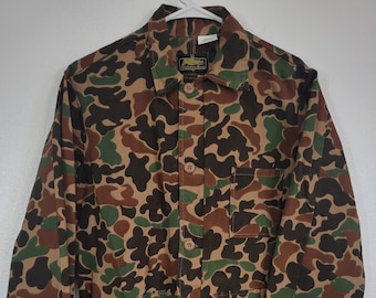 Vintage 1980s or earlier Kmart Cotton Duck Camo Button Shirt Jac Men's S unworn? Maybe! Finest I've found, great pattern!