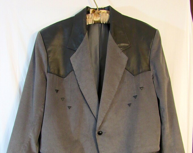 Vintage 1980s Pioneer Wear Men's Western Leather & Corduroy Sport Coat ...