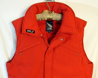 80s Vintage SERAC Men's Poly Insulated Ski Vest, Size 44, Red, Made in USA