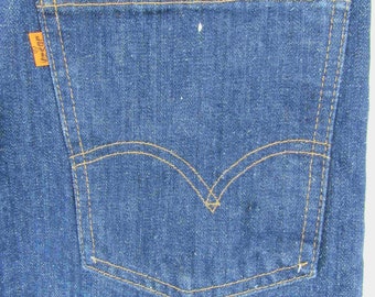 Groovy! 1970s Vintage Levi's 646 Men's Orange Tab Flare Leg Blue Denim Jeans, Size 38" x 30.5", Talon 42 Zipper, Made in USA unworn? Maybe?