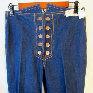 1980s Vintage Rag City Blues of LA, Double Button Through Fly, High Waist Blue Denim Jeans, Size 28&quot; x 36&quot; Deadstock new with tags NOS! WOW!