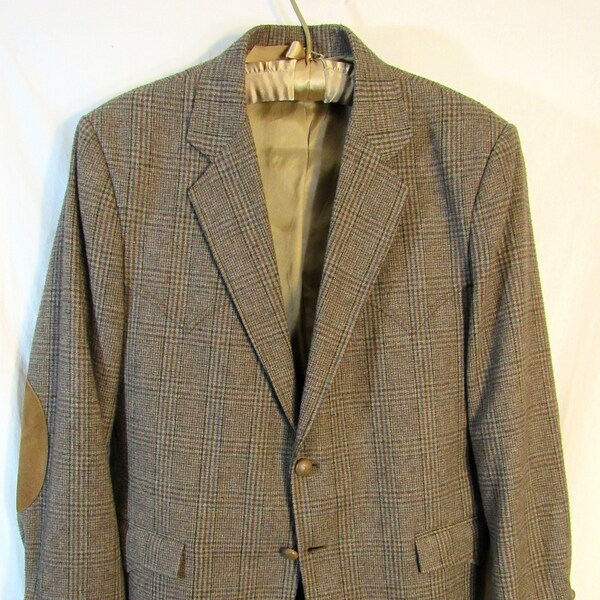 Veste Homme Vintage Swaine Adeney – Tweed Marron à Carreaux – Taille 42S