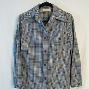 Vintage Pendleton Blue and Red Houndstooth Check English Windowpane Plaid Shirt Jac Blazer Pant Suit Made in USA 1970&#39;s Bust 38&quot; mint!