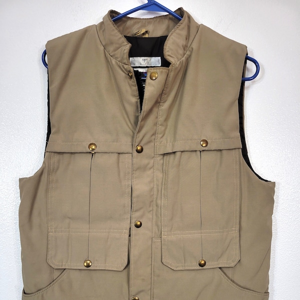 Vintage 1980s EXIT Expeditions International Thinsulate tan safari fly fishing vest men's medium chest 40" Hamilton, Montana