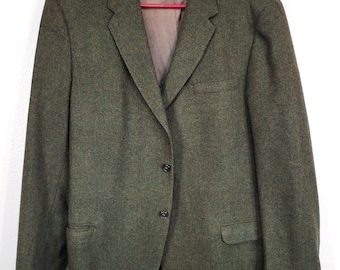 Vintage 50's 60's green and copper wool men's custom tailored blazer! 44" chest, two button, Near mint condition, great tailoring!