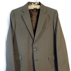 Grand Entry Men&#39;s Western Blazer Sport Coat w/ Subtle Stripe, Size 23&quot; P2P, Gray w/ Thin Blue & Light Gray Stripes weave fabric, mint cond.!