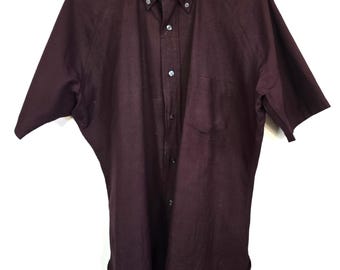 1940年代のヴィンテージウールシャツ！ミスター・フリッツ！梳毛ウール、サイズL（胸囲48インチ）、マルーンとブラックの細かい千鳥格子柄！