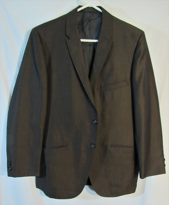 Vintage  1950s Griffon shiny olive Brown Wool Two… - image 1