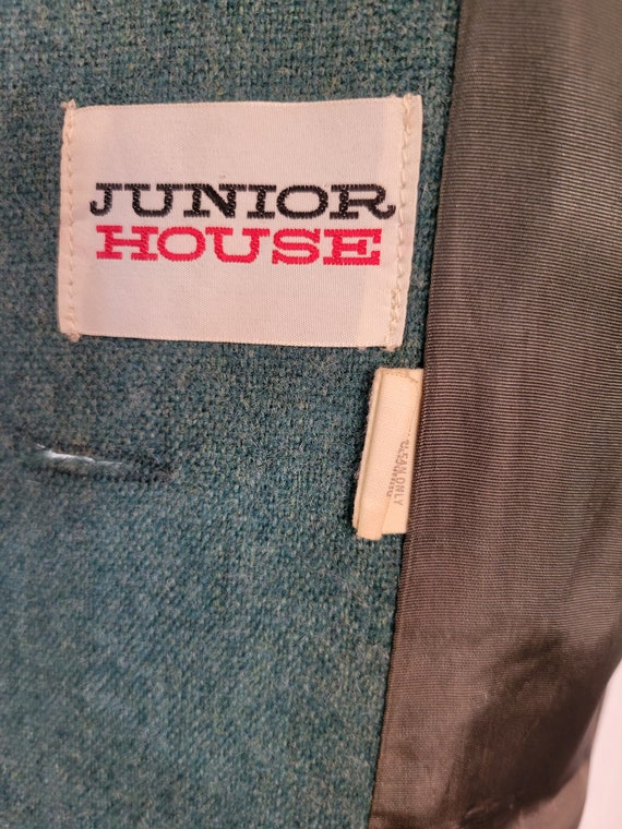 Vintage 1970s Junior House Green Wool Blend Flare… - image 2