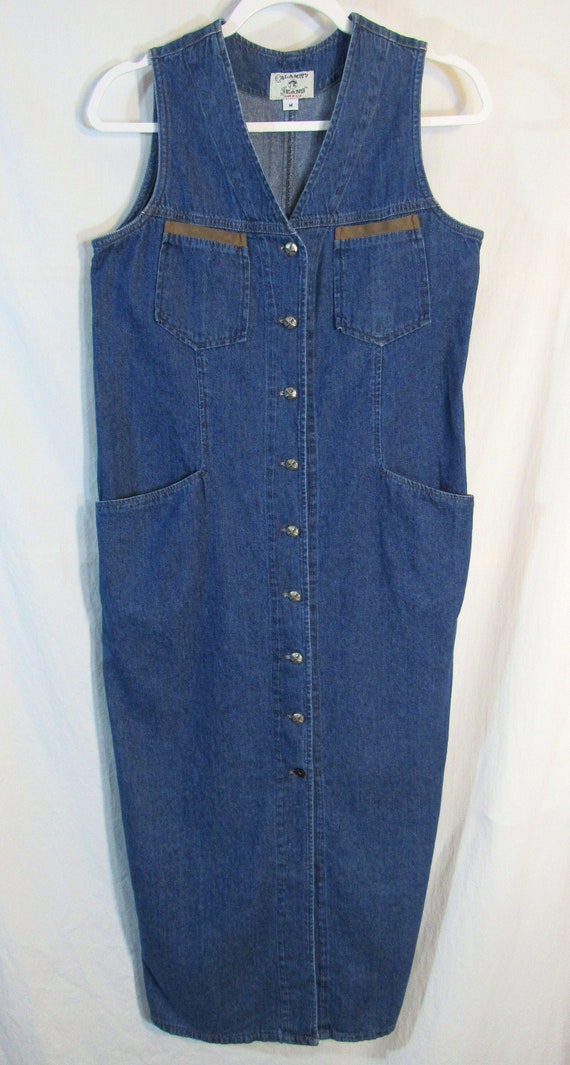 1990s Vintage Calamity Jeans Button Front Blue De… - image 1